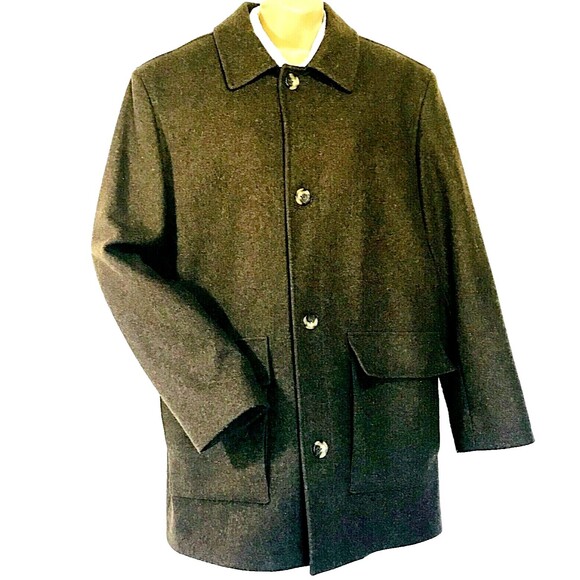 London Fog Wool Pea Coat Jacket Brown Lined M 40 42 Mens Womens Academia Preppy - Picture 1 of 12